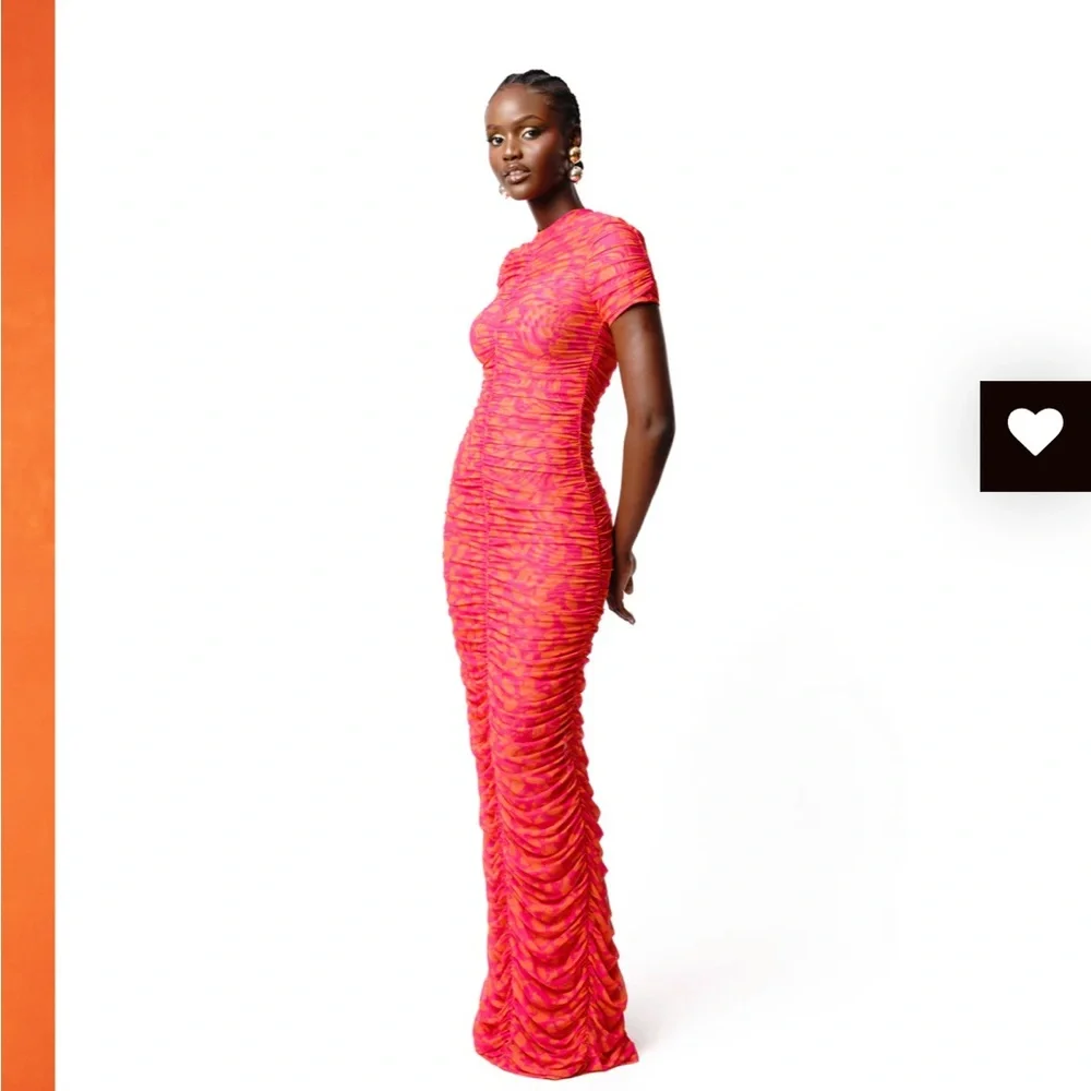 OFUURE Raye Ruched Maxi Mesh Bold Ruched Dress - Picture 4 of 4